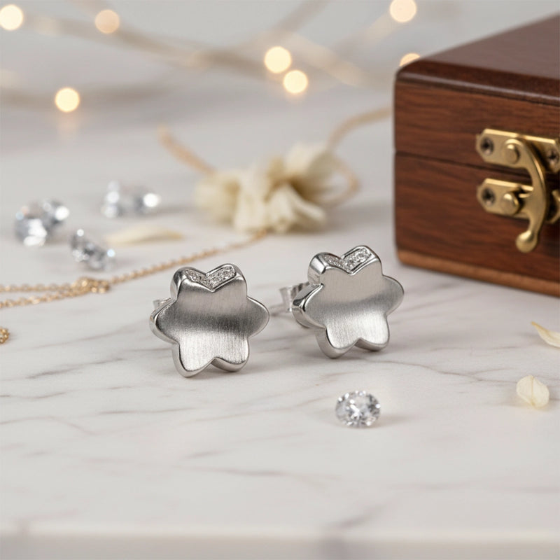 Platinum Bloom Stud Earrings