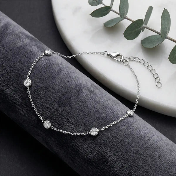 The Silver Minimal Crystal Station Bracelet