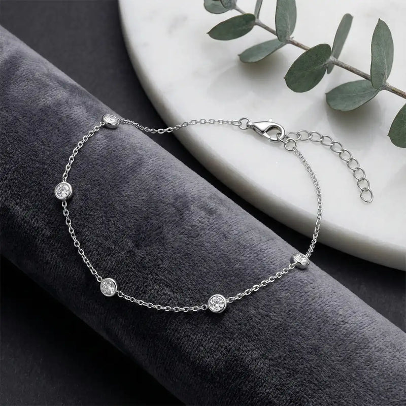 The Silver Minimal Crystal Station Bracelet