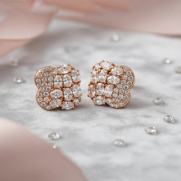 Rose Bloom Crystal Stud Earrings