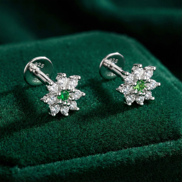 Green BloomStar Silver Stud