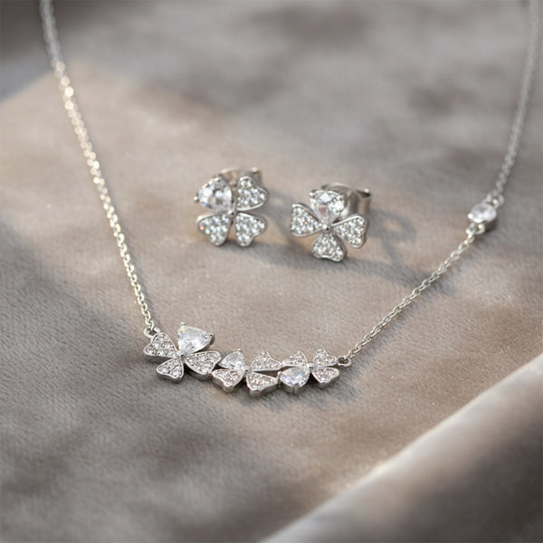 Blossom Silver Necklace & Stud Combo