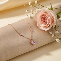 Rose Gold Pink Heart Charm Bracelet