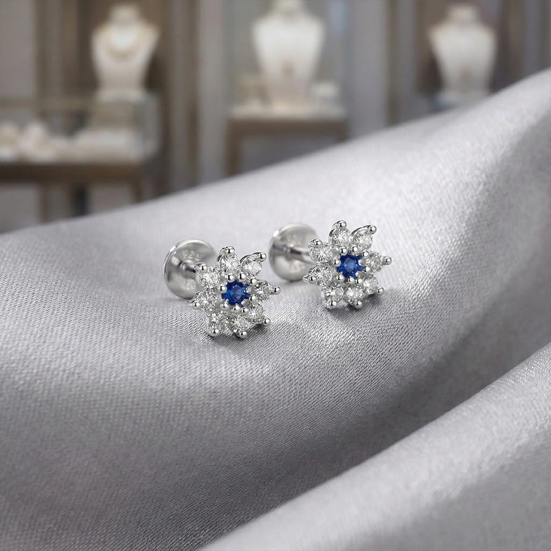 Blue BloomStar Silver Stud