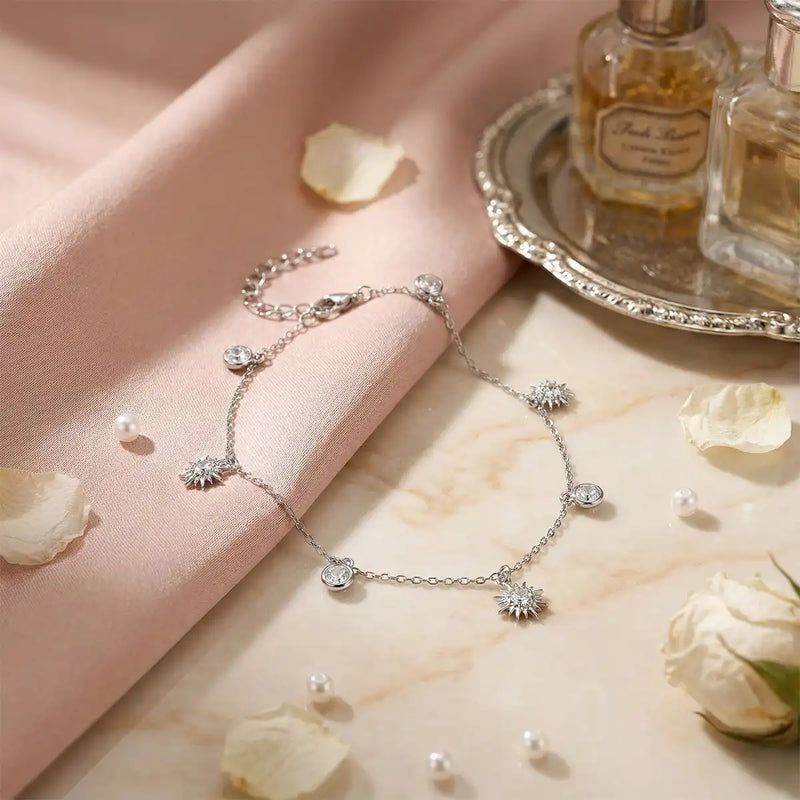 Silver Sunburst Charm Bracelet