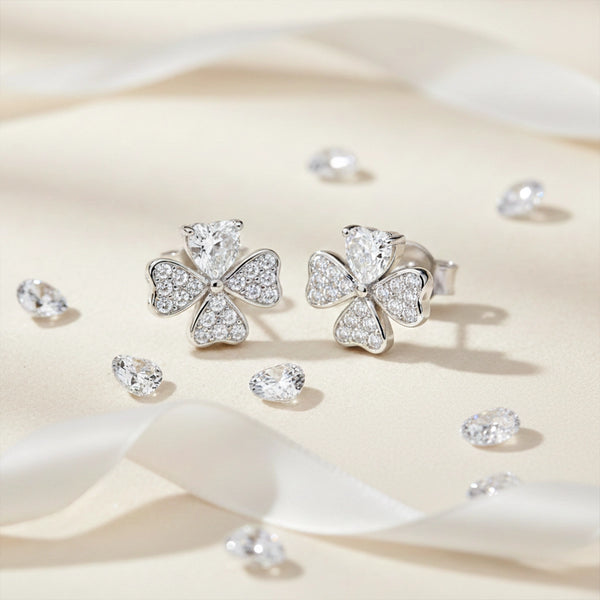 Ivory Bloom Silver Stud Earrings