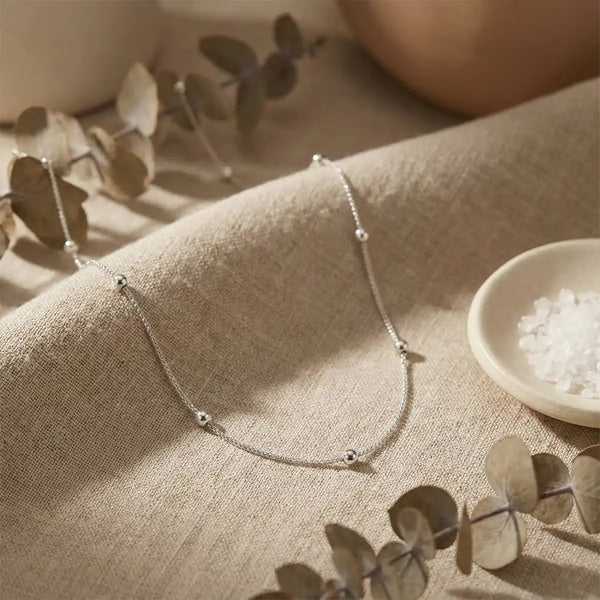 Silver Beaded Station Chain