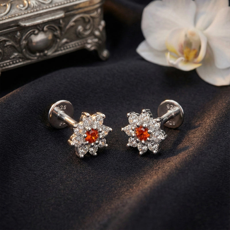 Orange BloomStar Silver Stud