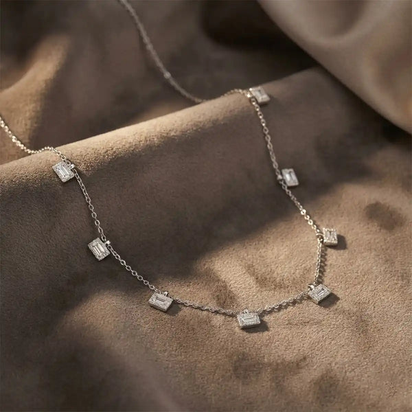 Silver Starlight Baguette Necklace