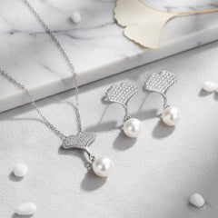 Pearl Grace Silver Pendant & Stud Combo