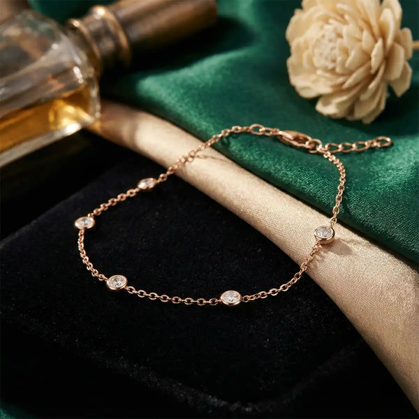 Rose Gold Minimal Crystal Station Bracelet