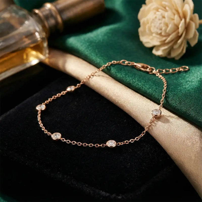 Rose Gold Minimal Crystal Station Bracelet