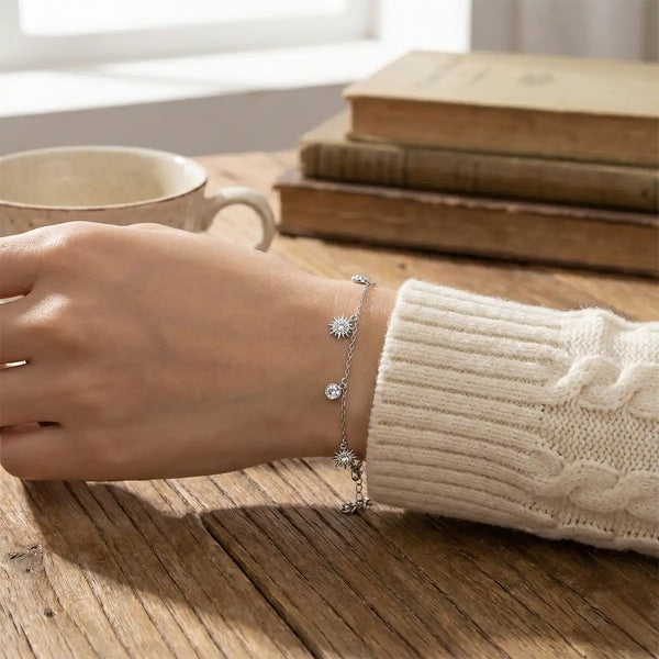 Silver Sunburst Charm Bracelet