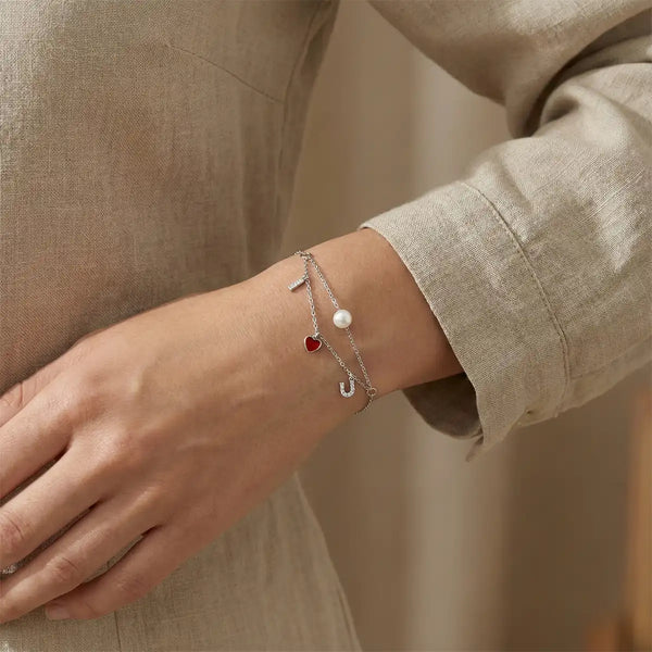 Silver Layered Love Charm Bracelet