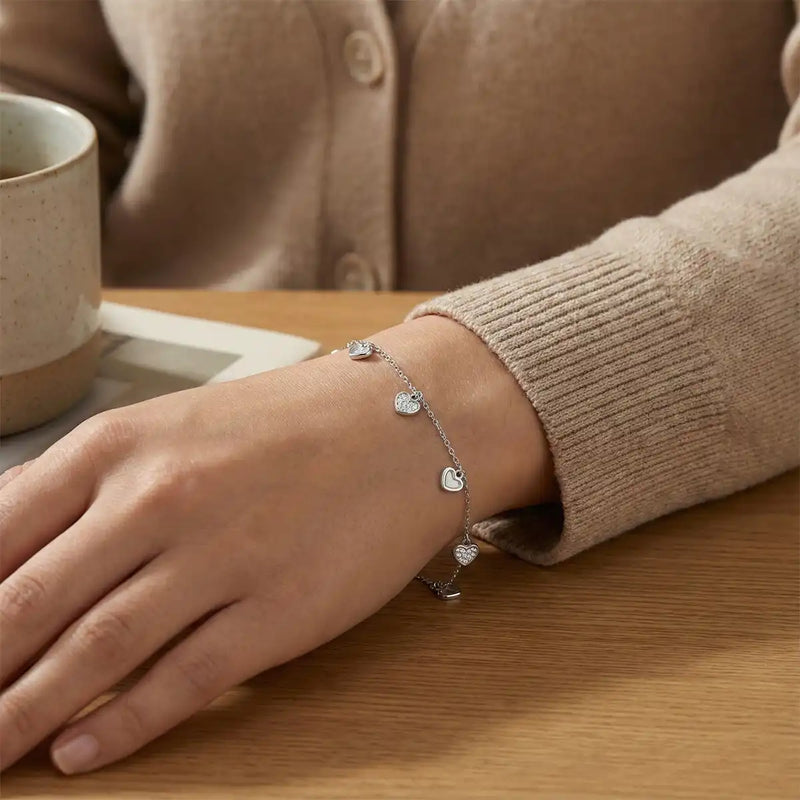 Silver Heart Charm Bracelet