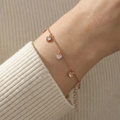 Rose Gold Heart Charm Bracelet