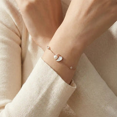 Rose Gold Heart Pearl Bracelet