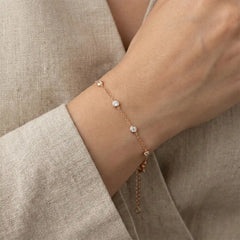 Rose Gold Minimal Crystal Station Bracelet