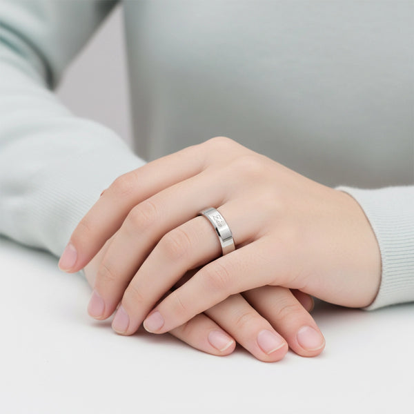 Classic Two-Tone Silver Band Ring (Personalised Engraving)