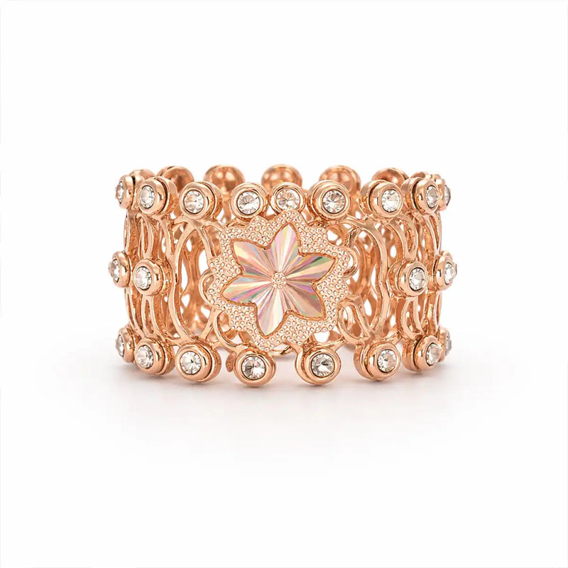 Rose Bloom Harmony Adjustable Bangle Ring