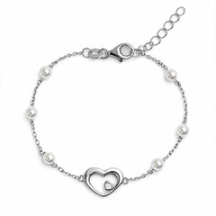 Heart Pearl Silver Bracelet