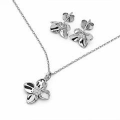 Petal Grace Silver Pendant & Stud Combo
