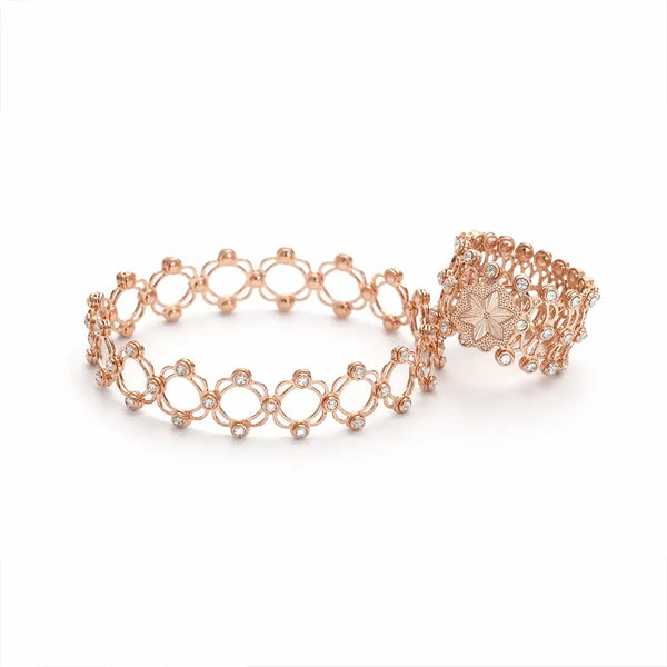 Rose Bloom Harmony Adjustable Bangle Ring