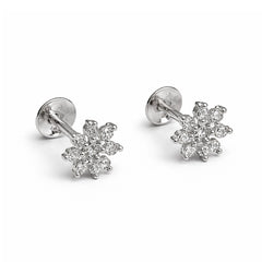 Crystal Bloom Silver Stud