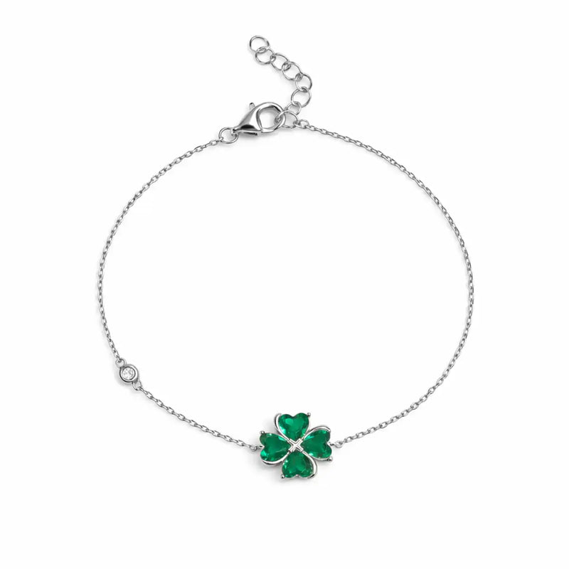 Silver Four-Leaf Clover Bracelet
