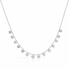 Silver Shimmering Heart Droplet Necklace