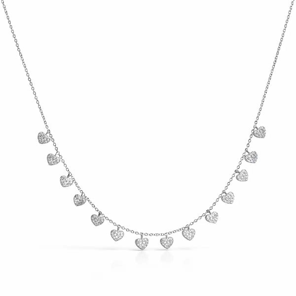 Silver Shimmering Heart Droplet Necklace