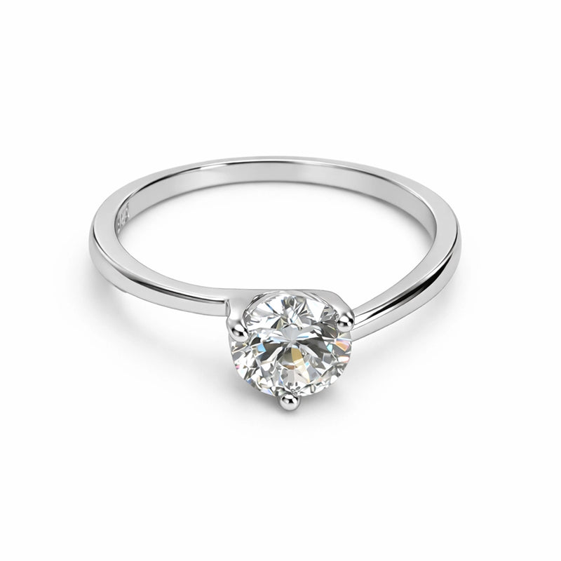 Classic Solitaire Silver Ring