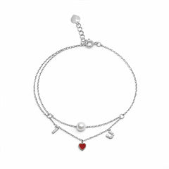 Silver Layered Love Charm Bracelet