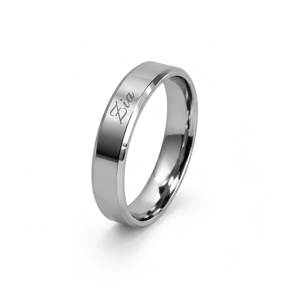 Classic Two-Tone Silver Band Ring (Personalised Engraving)