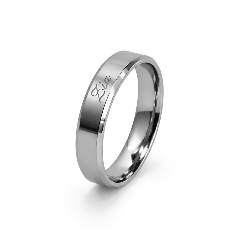 Classic Two-Tone Silver Band Ring (Personalised Engraving)