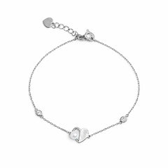 Silver Heart Pearl Bracelet
