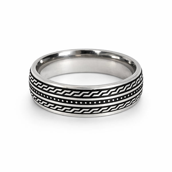 Textured Oxidised Silver Band Ring