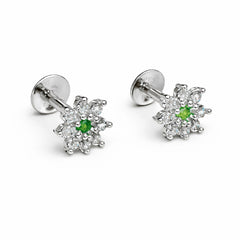 Green BloomStar Silver Stud