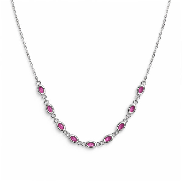 Ruby Accent Silver Necklace