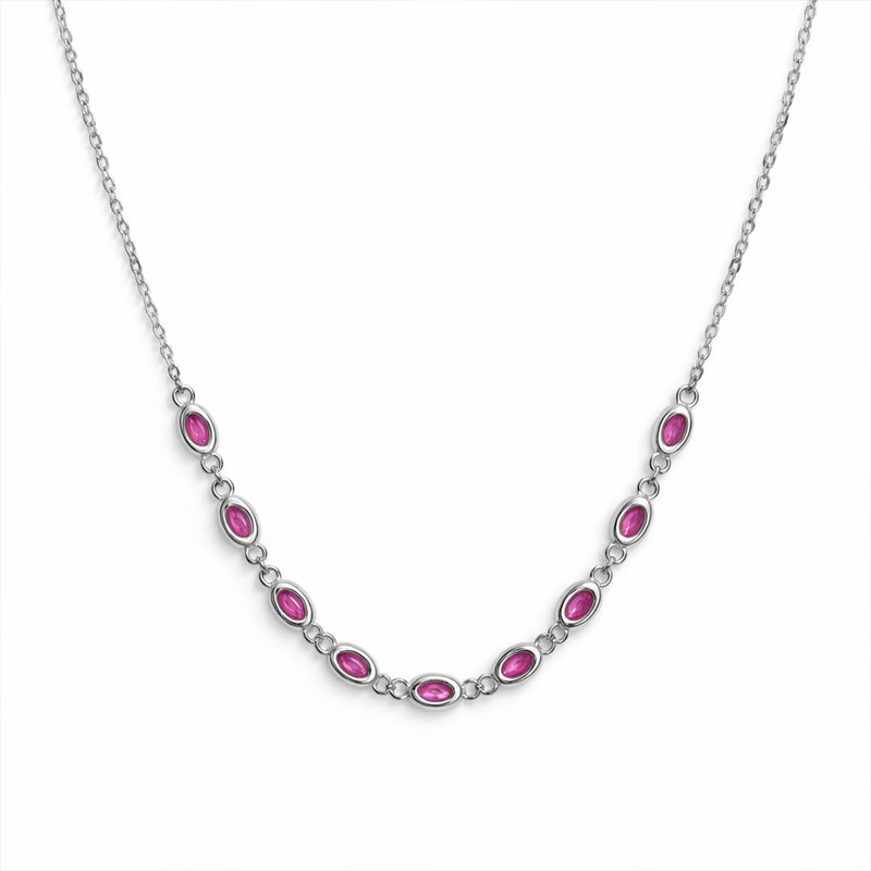 Ruby Accent Silver Necklace