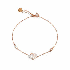 Rose Gold Heart Pearl Bracelet