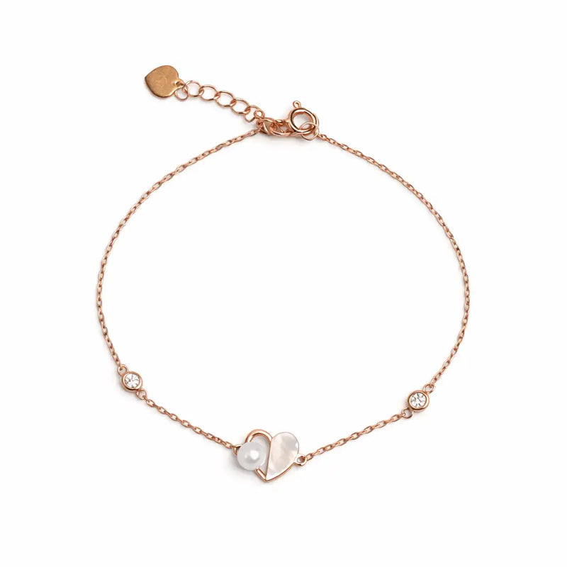 Rose Gold Heart Pearl Bracelet
