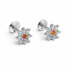 Orange BloomStar Silver Stud