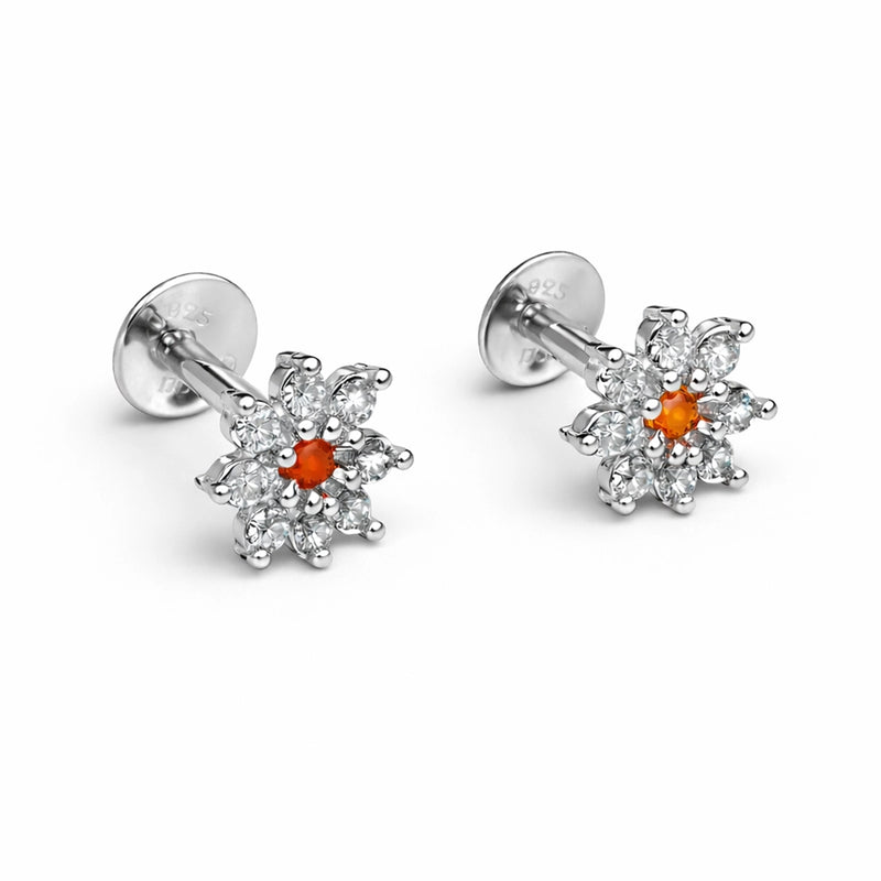 Orange BloomStar Silver Stud