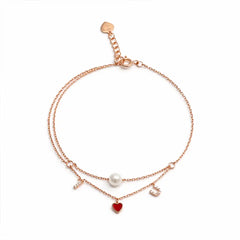 Rose Gold Layered Love Charm Bracelet