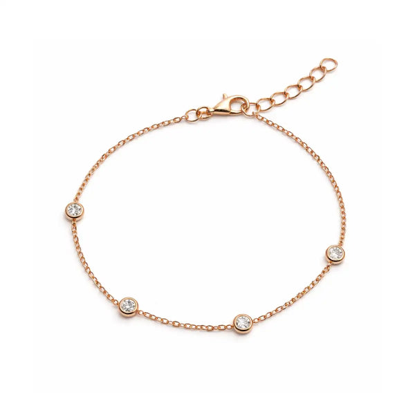 Rose Gold Minimal Crystal Station Bracelet