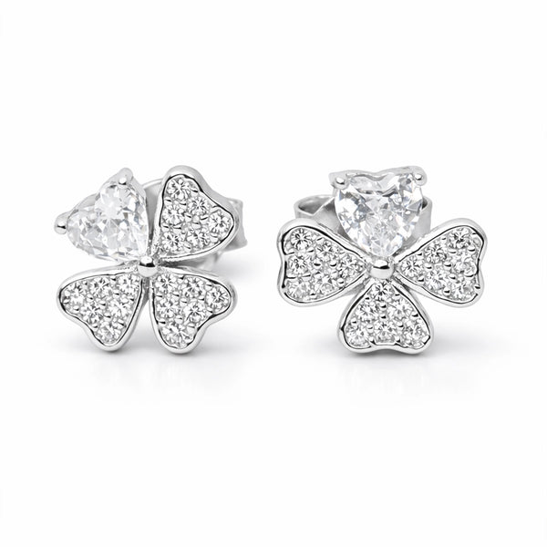 Ivory Bloom Silver Stud Earrings
