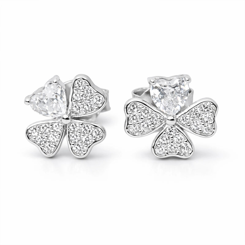 Ivory Bloom Silver Stud Earrings