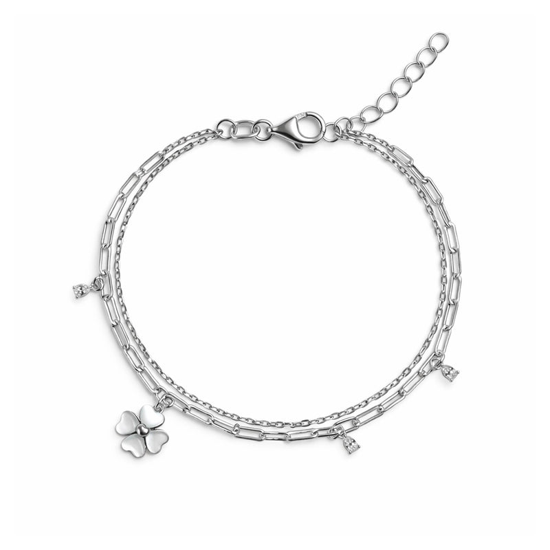 Floral Charm Silver Bracelet