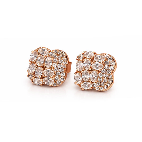 Rose Bloom Crystal Stud Earrings